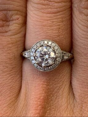 Vintage-Inspired White Gold Halo Diamond Engagement Ring